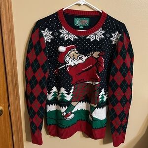 Men’s - Ugly Christmas Sweater - Santa golfing